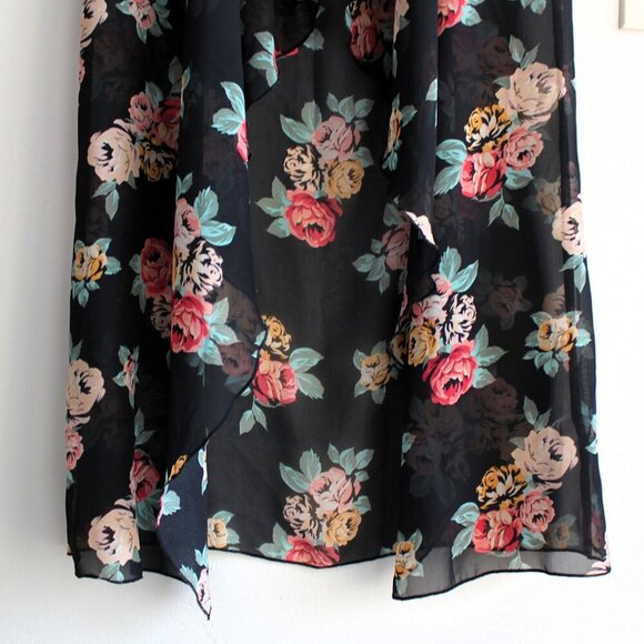 LulaRoe Kimono Women's Small Black with Floral Print - Picture 4 of 6